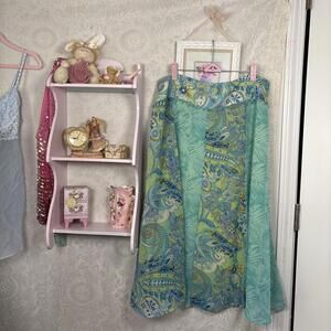 y2k fairy core floral beaded midi skirt